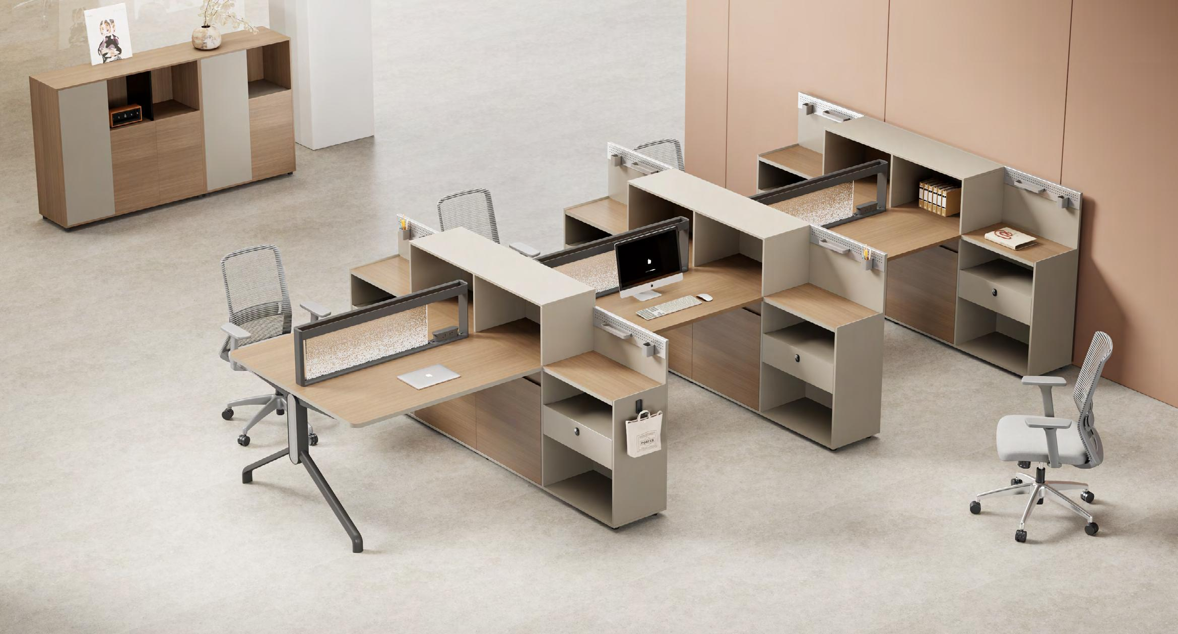 workstation with cabinet